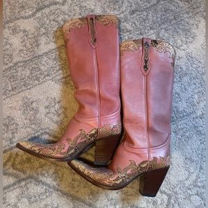 old gringo pink pointed toe cowboy western boots